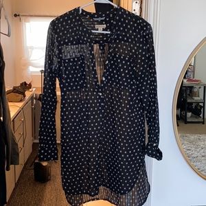 Black white dot long sleeve shirt